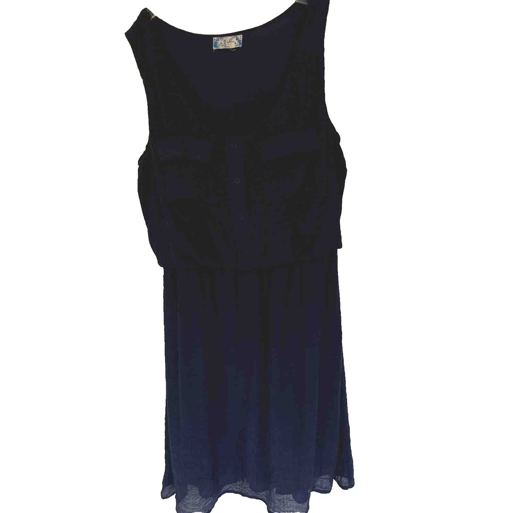 J glee Navy blue Sleeveless Shirtwaist Dress  Size MED cotton gauzy 71620-1 C5